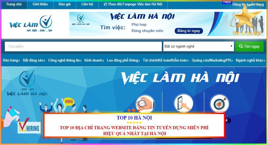 Danh sách 10 trang đăng việc miễn phí hàng đầu tại Hà Nội.